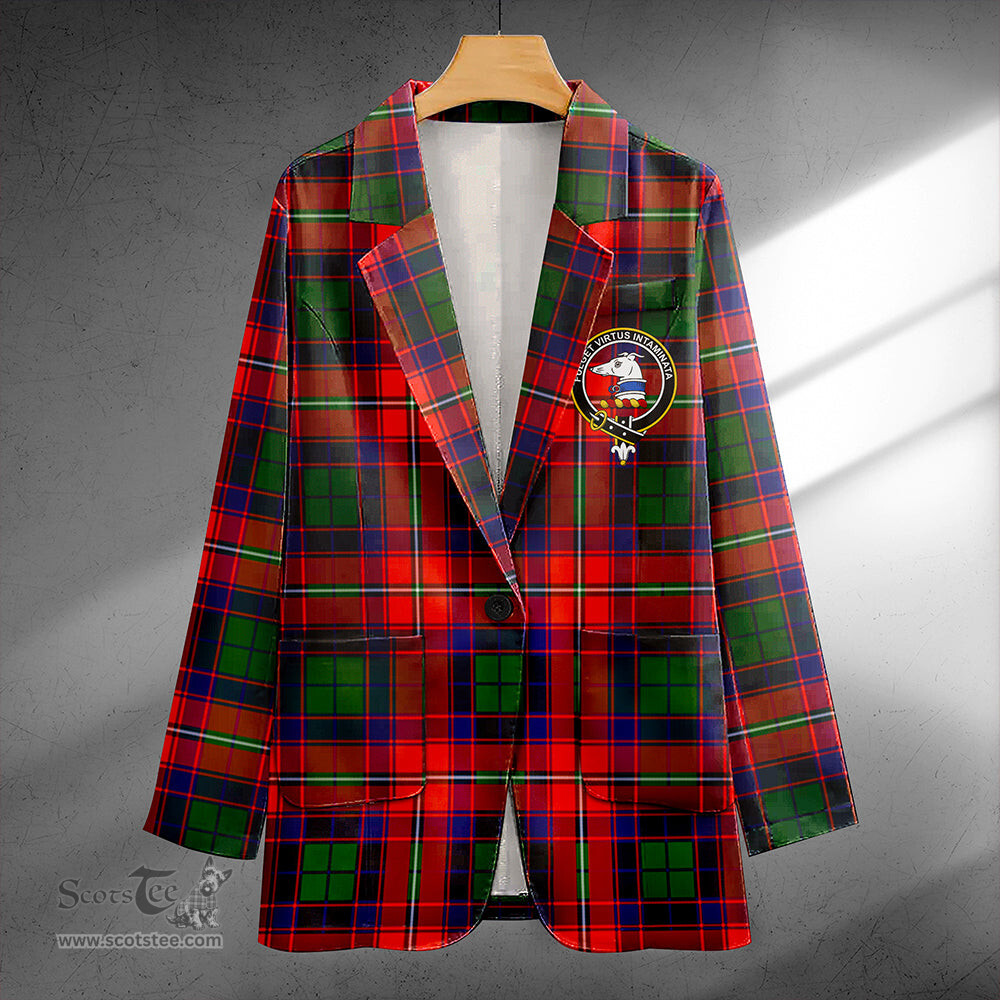 ScotsTee Shop Belshes Clan Crest Casual Tartan Flat Lapel Collar Blazer Tartan Blazer Cotton