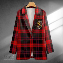 ScotsTee Shop Brown (Broun) Modern Clan Crest Casual Tartan Flat Lapel Collar Blazer Tartan Blazer Cotton