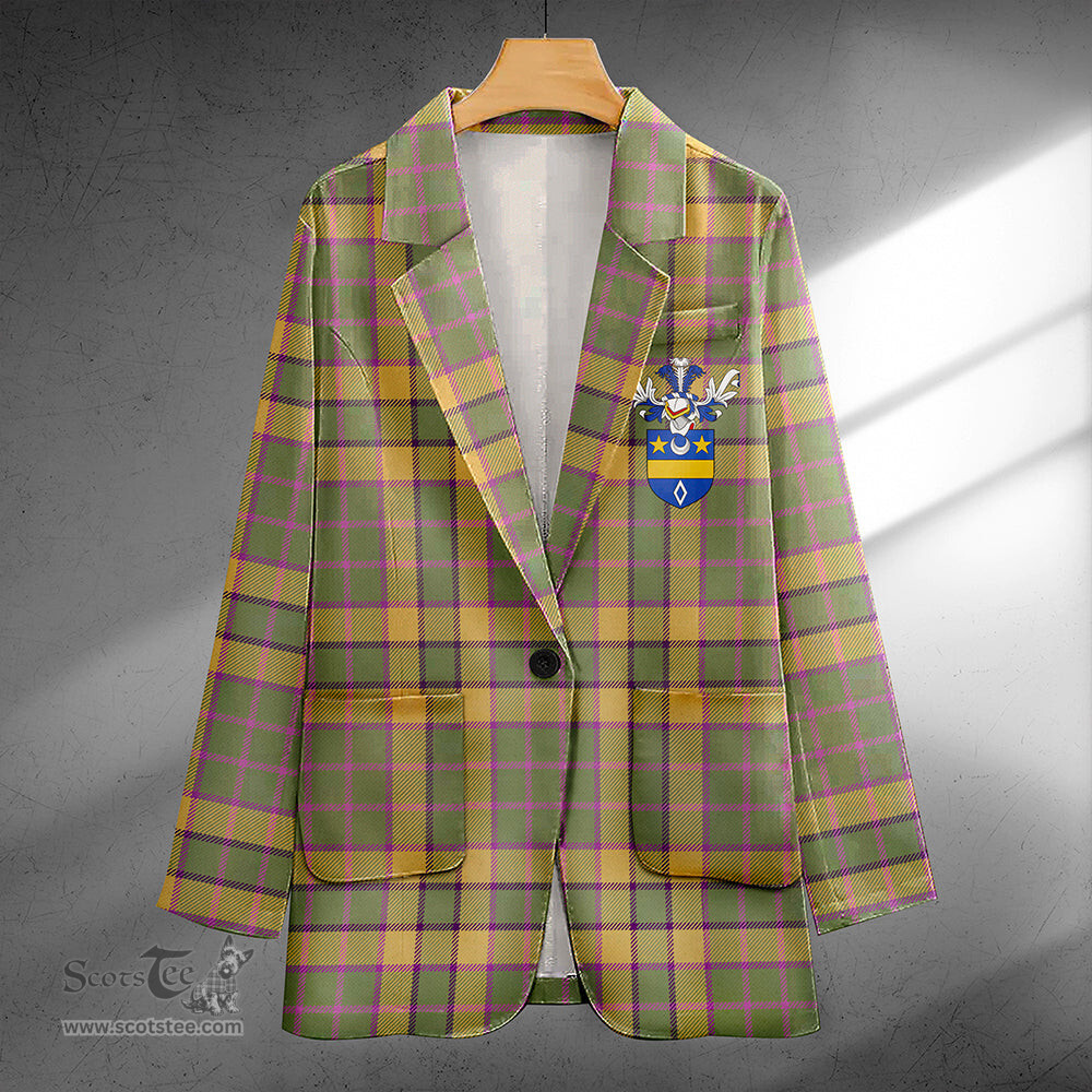 ScotsTee Shop Blackwood Weathered Clan Crest Casual Tartan Flat Lapel Collar Blazer Tartan Blazer Cotton