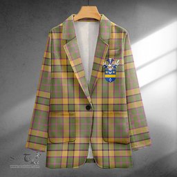 ScotsTee Shop Blackwood Weathered Clan Crest Casual Tartan Flat Lapel Collar Blazer Tartan Blazer Cotton