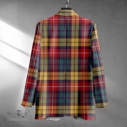 ScotsTee Shop Buchanan Weathered Clan Crest Casual Tartan Flat Lapel Collar Blazer Tartan Blazer Cotton