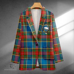 ScotsTee Shop Bethune Ancient Clan Crest Casual Tartan Flat Lapel Collar Blazer Tartan Blazer Cotton