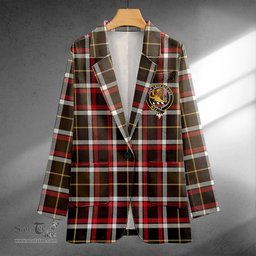 ScotsTee Shop Black (DCD) Weathered Clan Crest Casual Tartan Flat Lapel Collar Blazer Tartan Blazer Cotton