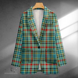 ScotsTee Shop Bisset Ancient Clan Crest Casual Tartan Flat Lapel Collar Blazer Tartan Blazer Cotton