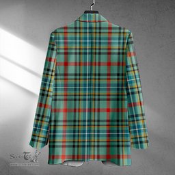 ScotsTee Shop Bisset Ancient Clan Crest Casual Tartan Flat Lapel Collar Blazer Tartan Blazer Cotton
