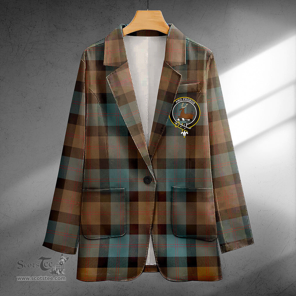 ScotsTee Shop Blair Weathered Clan Crest Casual Tartan Flat Lapel Collar Blazer Tartan Blazer Cotton