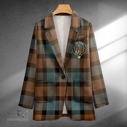 ScotsTee Shop Blair Weathered Clan Crest Casual Tartan Flat Lapel Collar Blazer Tartan Blazer Cotton