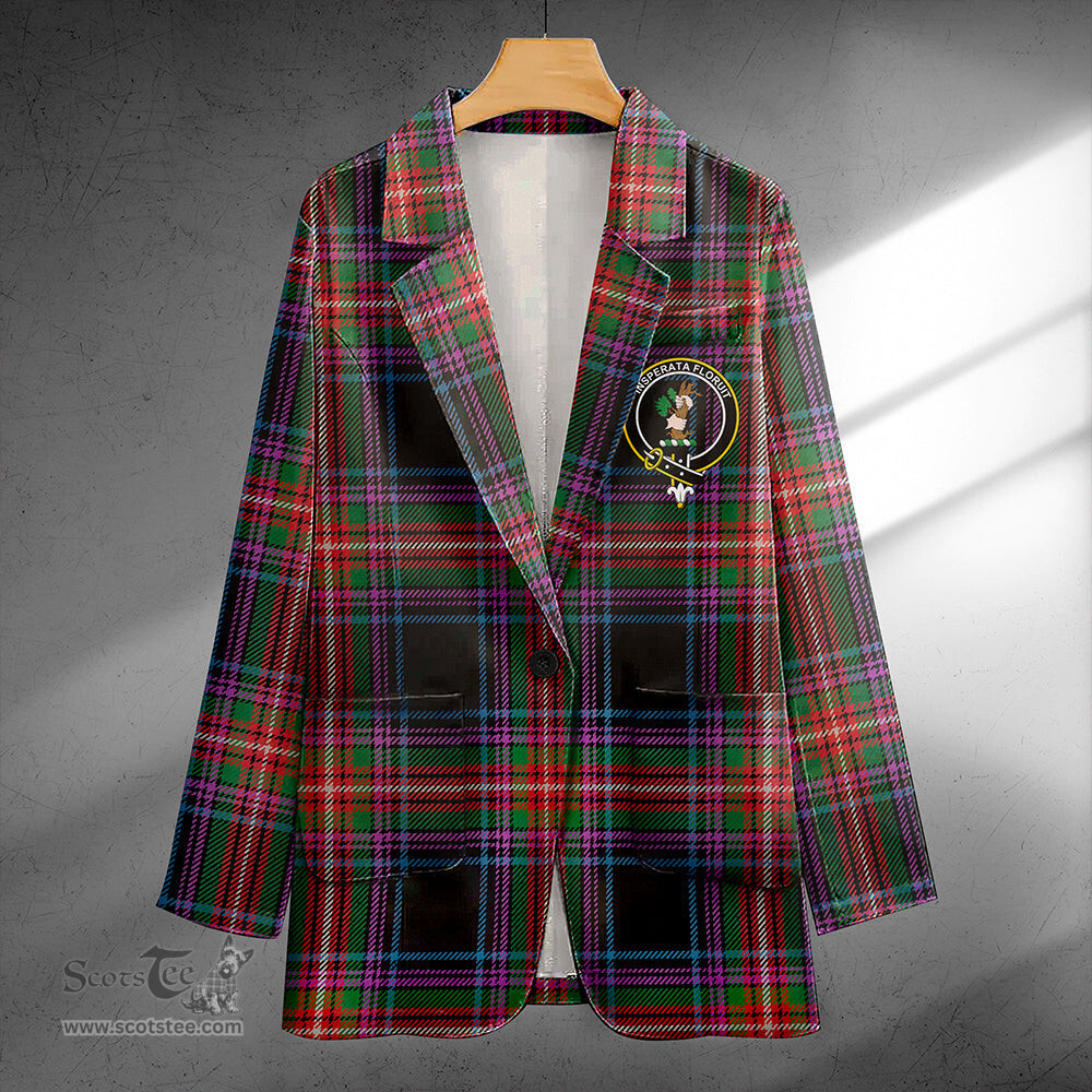 ScotsTee Shop Braveheart Warrior (Wate #2) Ancient Clan Crest Casual Tartan Flat Lapel Collar Blazer Tartan Blazer Cotton