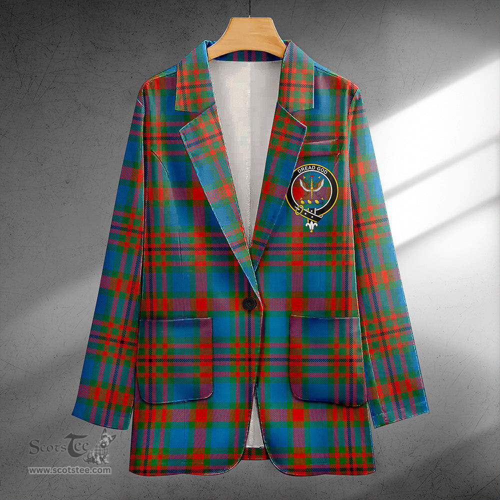 ScotsTee Shop Carnegie Ancient Clan Crest Casual Tartan Flat Lapel Collar Blazer Tartan Blazer Cotton
