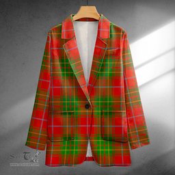 ScotsTee Shop Burnett Ancient Clan Crest Casual Tartan Flat Lapel Collar Blazer Tartan Blazer Cotton