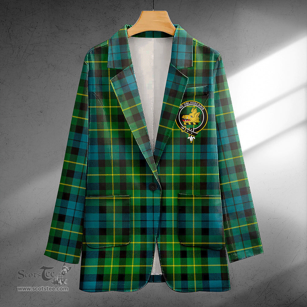 ScotsTee Shop Campbell of Breadalbane 1819 Ancient 2 Clan Crest Casual Tartan Flat Lapel Collar Blazer Tartan Blazer Cotton