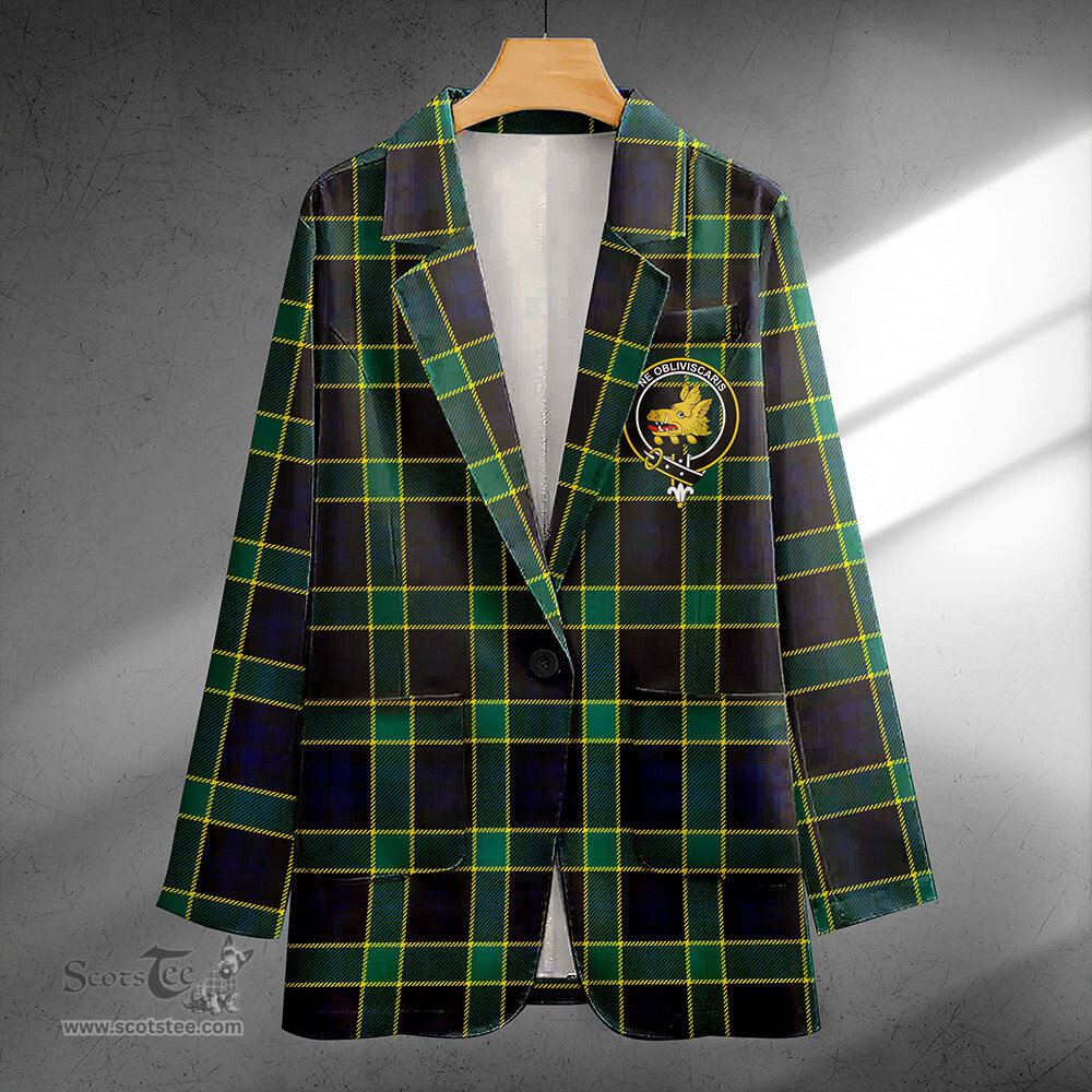 ScotsTee Shop Campbell of Breadalbane Modern 2 Clan Crest Casual Tartan Flat Lapel Collar Blazer Tartan Blazer Cotton