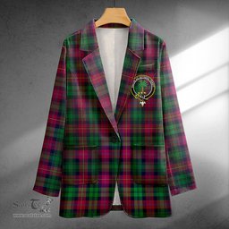 ScotsTee Shop Cairns of Finavon Modern Clan Crest Casual Tartan Flat Lapel Collar Blazer Tartan Blazer Cotton