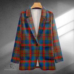 ScotsTee Shop Carnegie Modern Clan Crest Casual Tartan Flat Lapel Collar Blazer Tartan Blazer Cotton