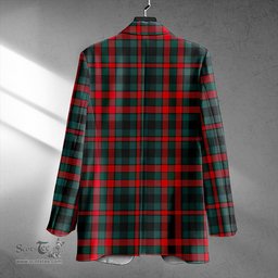 ScotsTee Shop Borthwick Modern Clan Crest Casual Tartan Flat Lapel Collar Blazer Tartan Blazer Cotton