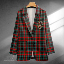 ScotsTee Shop Borthwick Modern Clan Crest Casual Tartan Flat Lapel Collar Blazer Tartan Blazer Cotton