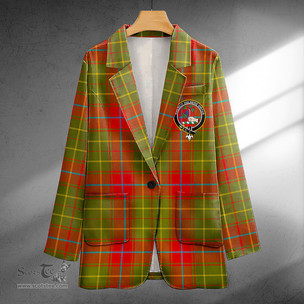 ScotsTee Shop Burnett of Powis Modern Clan Crest Casual Tartan Flat Lapel Collar Blazer Tartan Blazer Cotton