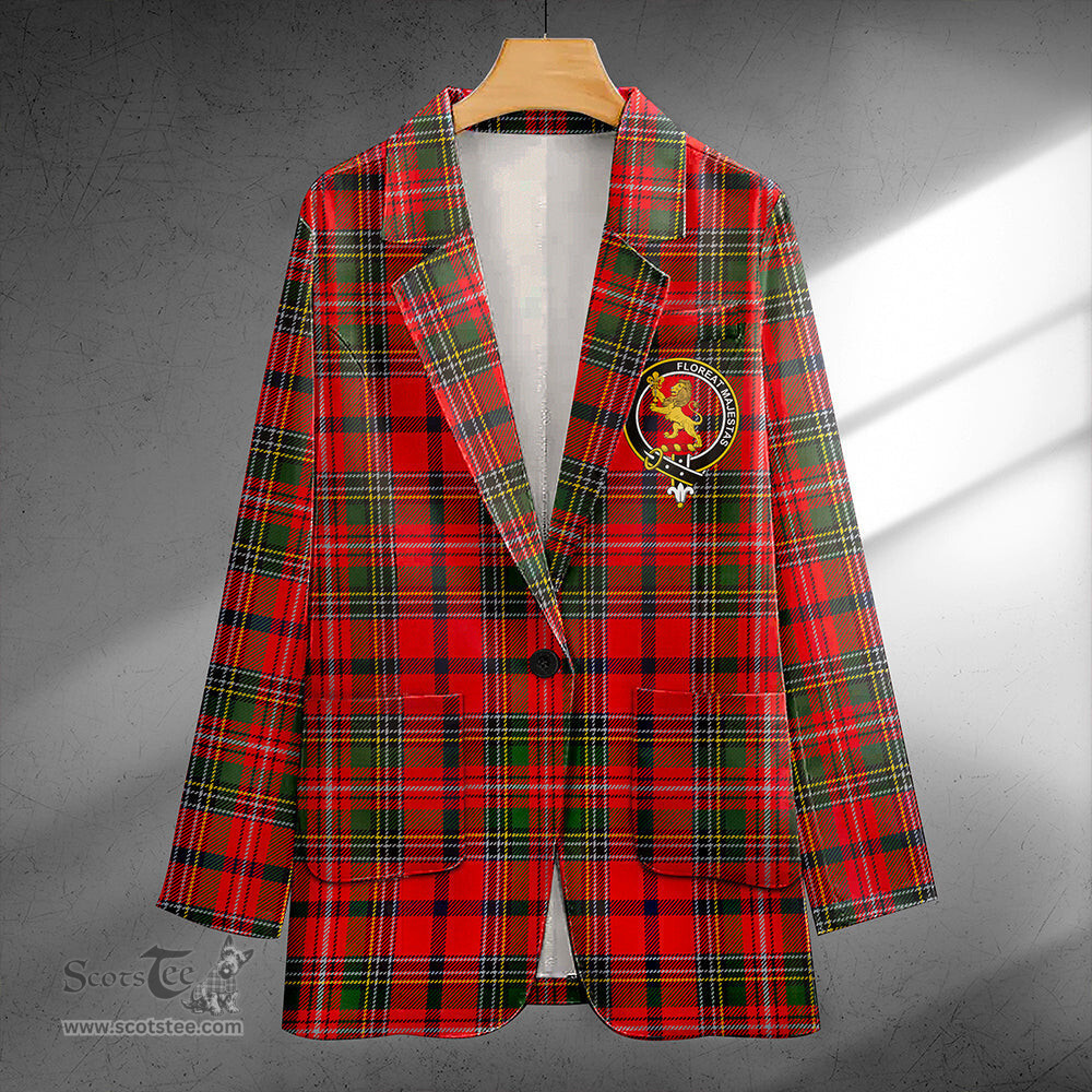 ScotsTee Shop Brown of Castledean (Broun of Castledean) Modern Clan Crest Casual Tartan Flat Lapel Collar Blazer Tartan Blazer Cotton