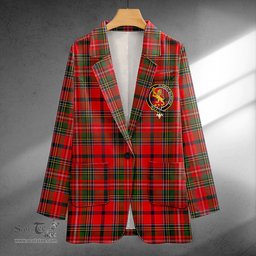 ScotsTee Shop Brown of Castledean (Broun of Castledean) Modern Clan Crest Casual Tartan Flat Lapel Collar Blazer Tartan Blazer Cotton