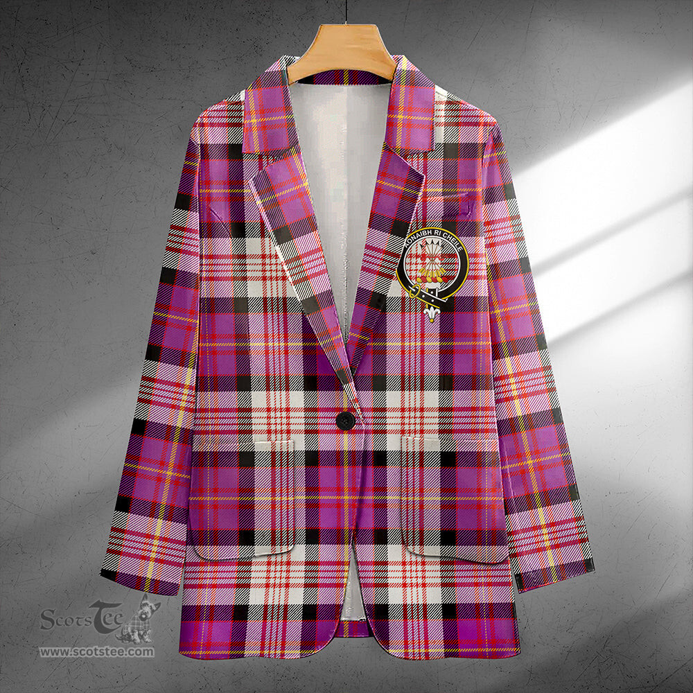 ScotsTee Shop Cameron of Erracht Dress #2 Ancient 2 Clan Crest Casual Tartan Flat Lapel Collar Blazer Tartan Blazer Cotton
