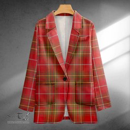 ScotsTee Shop Burnett Weathered Clan Crest Casual Tartan Flat Lapel Collar Blazer Tartan Blazer Cotton