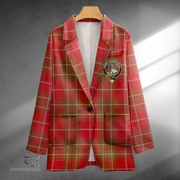 ScotsTee Shop Burnett Weathered Clan Crest Casual Tartan Flat Lapel Collar Blazer Tartan Blazer Cotton