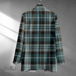 ScotsTee Shop Clark Weathered Clan Crest Casual Tartan Flat Lapel Collar Blazer Tartan Blazer Cotton