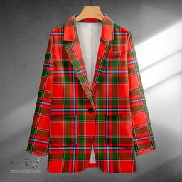 ScotsTee Shop Butter Clan Crest Casual Tartan Flat Lapel Collar Blazer Tartan Blazer Cotton