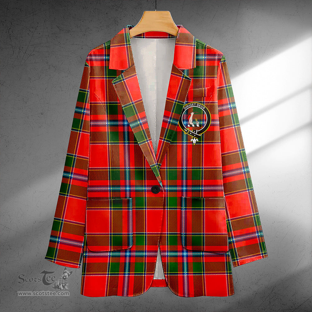 ScotsTee Shop Butter Clan Crest Casual Tartan Flat Lapel Collar Blazer Tartan Blazer Cotton