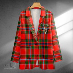 ScotsTee Shop Butter Clan Crest Casual Tartan Flat Lapel Collar Blazer Tartan Blazer Cotton