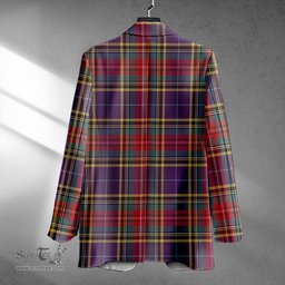 ScotsTee Shop Bethune Weathered Clan Crest Casual Tartan Flat Lapel Collar Blazer Tartan Blazer Cotton