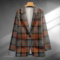 ScotsTee Shop Cameron of Erracht Weathered 2 Clan Crest Casual Tartan Flat Lapel Collar Blazer Tartan Blazer Cotton