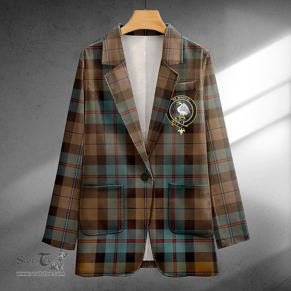 ScotsTee Shop Campbell of Cawdor Weathered 2 Clan Crest Casual Tartan Flat Lapel Collar Blazer Tartan Blazer Cotton