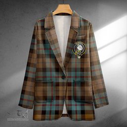 ScotsTee Shop Campbell of Cawdor Weathered 2 Clan Crest Casual Tartan Flat Lapel Collar Blazer Tartan Blazer Cotton