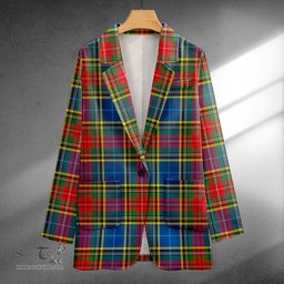 ScotsTee Shop Bethune Modern Clan Crest Casual Tartan Flat Lapel Collar Blazer Tartan Blazer Cotton