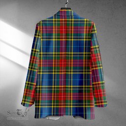 ScotsTee Shop Bethune Modern Clan Crest Casual Tartan Flat Lapel Collar Blazer Tartan Blazer Cotton
