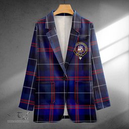 ScotsTee Shop Bryson Modern Clan Crest Casual Tartan Flat Lapel Collar Blazer Tartan Blazer Cotton