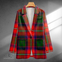ScotsTee Shop Charteris District Clan Crest Casual Tartan Flat Lapel Collar Blazer Tartan Blazer Cotton