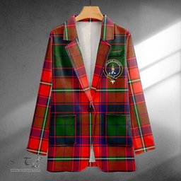 ScotsTee Shop Charteris District Clan Crest Casual Tartan Flat Lapel Collar Blazer Tartan Blazer Cotton