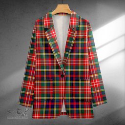 ScotsTee Shop Christie Modern Clan Crest Casual Tartan Flat Lapel Collar Blazer Tartan Blazer Cotton