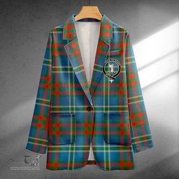 ScotsTee Shop Cathcart Ancient Clan Crest Casual Tartan Flat Lapel Collar Blazer Tartan Blazer Cotton