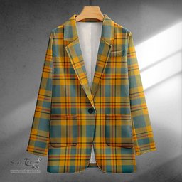 ScotsTee Shop Carlisle (Carlill) Weathered Clan Crest Casual Tartan Flat Lapel Collar Blazer Tartan Blazer Cotton