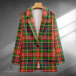 ScotsTee Shop Christie Ancient Clan Crest Casual Tartan Flat Lapel Collar Blazer Tartan Blazer Cotton