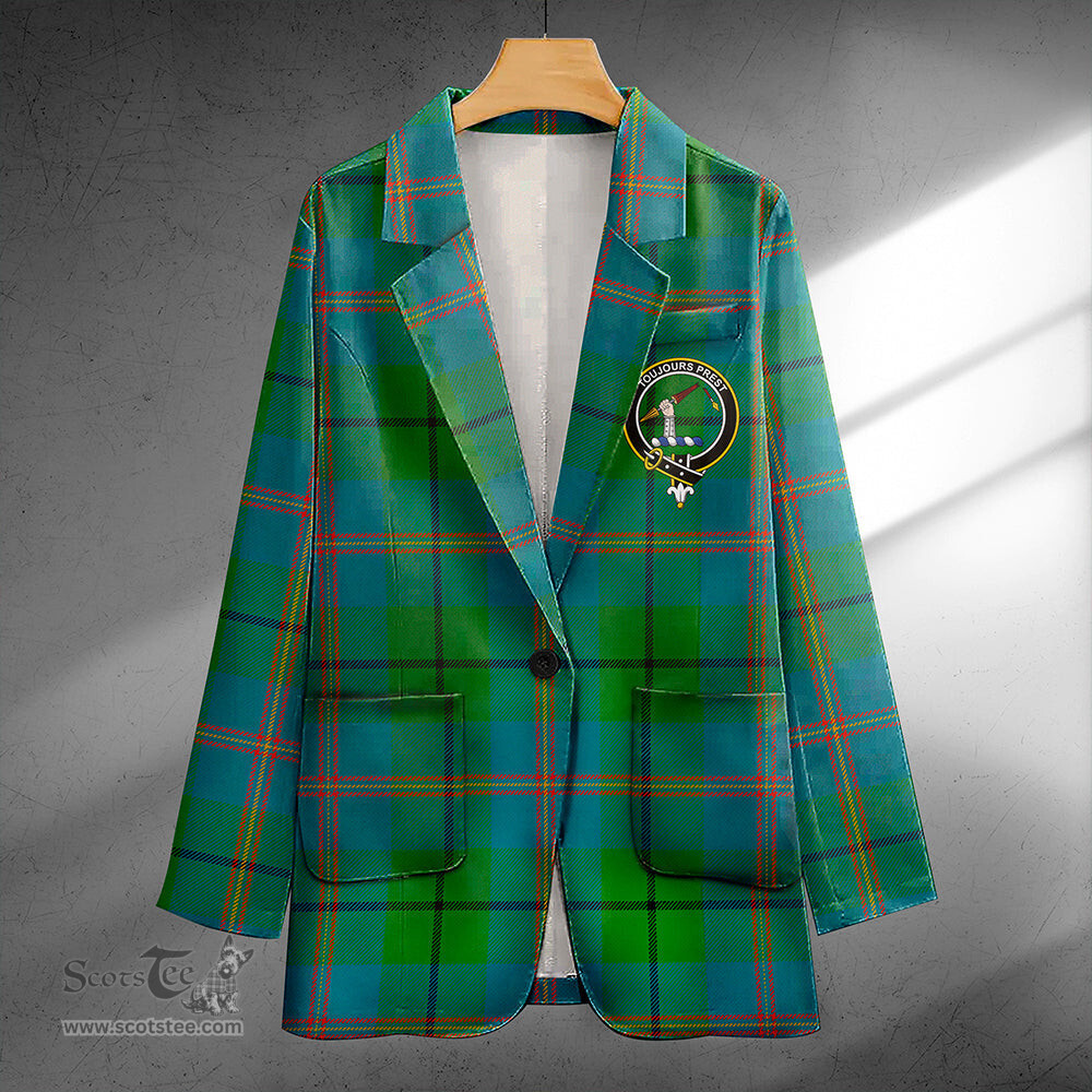 ScotsTee Shop Carmichael Ancient Clan Crest Casual Tartan Flat Lapel Collar Blazer Tartan Blazer Cotton