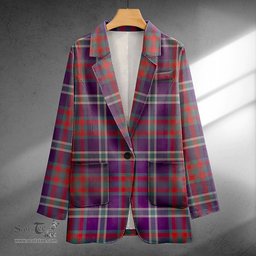 ScotsTee Shop Cathcart Weathered Clan Crest Casual Tartan Flat Lapel Collar Blazer Tartan Blazer Cotton