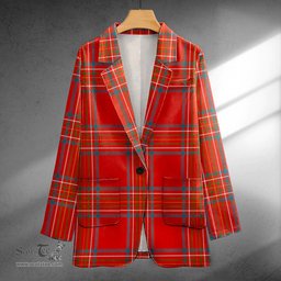ScotsTee Shop Burnett of Leys Ancient Clan Crest Casual Tartan Flat Lapel Collar Blazer Tartan Blazer Cotton