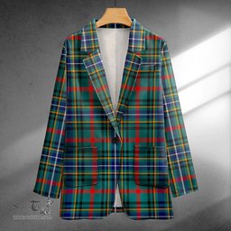 ScotsTee Shop Bisset Modern Clan Crest Casual Tartan Flat Lapel Collar Blazer Tartan Blazer Cotton