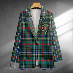 ScotsTee Shop Bisset Modern Clan Crest Casual Tartan Flat Lapel Collar Blazer Tartan Blazer Cotton