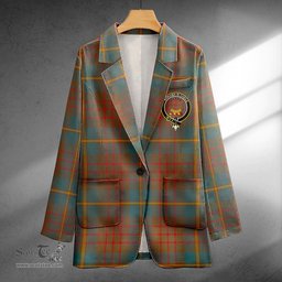 ScotsTee Shop Cameron of Lochiel Hunting Weathered 2 Clan Crest Casual Tartan Flat Lapel Collar Blazer Tartan Blazer Cotton