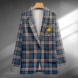 ScotsTee Shop Campbell of Inveraray Modern 2 Clan Crest Casual Tartan Flat Lapel Collar Blazer Tartan Blazer Cotton